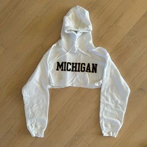 Cropped white University of Michigan hoodie